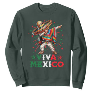 Mexican Boy Dabbing Sweatshirt Poncho Cinco de Mayo Flag Viva Mexico TS10 Dark Forest Green Print Your Wear