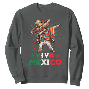 Mexican Boy Dabbing Sweatshirt Poncho Cinco de Mayo Flag Viva Mexico TS10 Dark Heather Print Your Wear