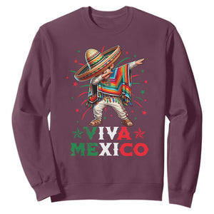 Mexican Boy Dabbing Sweatshirt Poncho Cinco de Mayo Flag Viva Mexico TS10 Maroon Print Your Wear