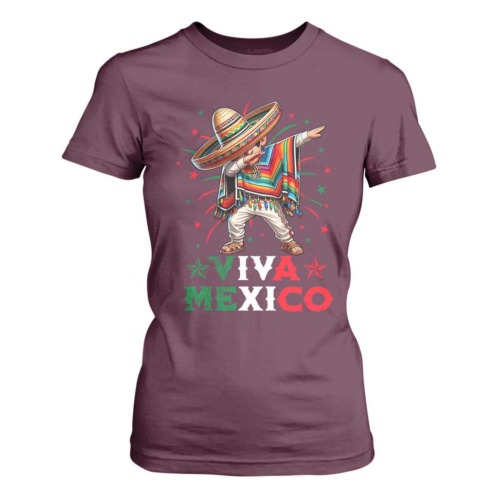 Mexican Boy Dabbing T Shirt For Women Poncho Cinco de Mayo Flag Viva Mexico TS10 Maroon Print Your Wear