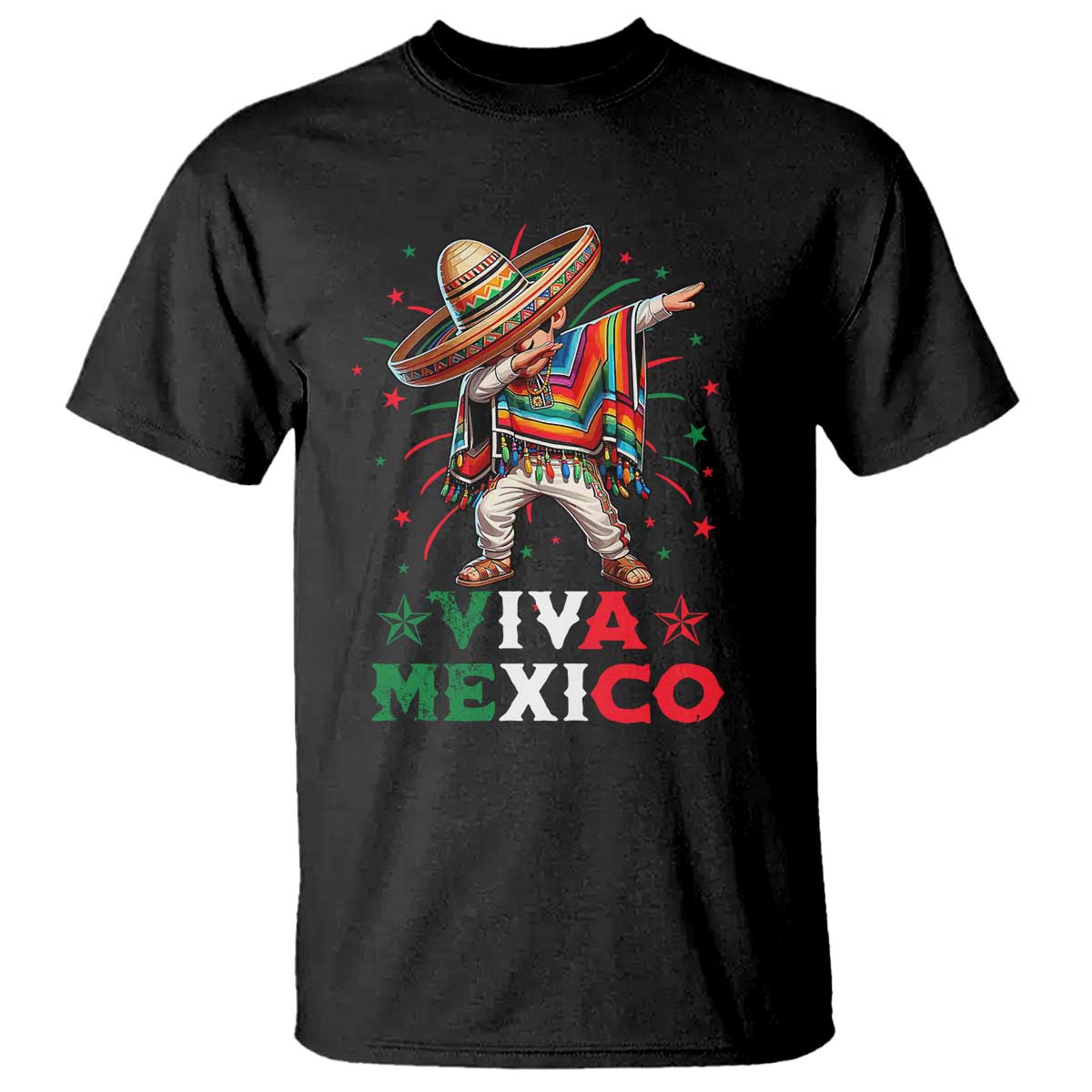 Mexican Boy Dabbing T Shirt Poncho Cinco de Mayo Flag Viva Mexico TS10 Black Print Your Wear