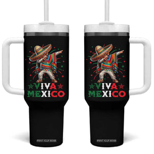 Mexican Boy Dabbing Tumbler With Handle Poncho Cinco de Mayo Flag Viva Mexico TS10 One Size: 40 oz Black Print Your Wear