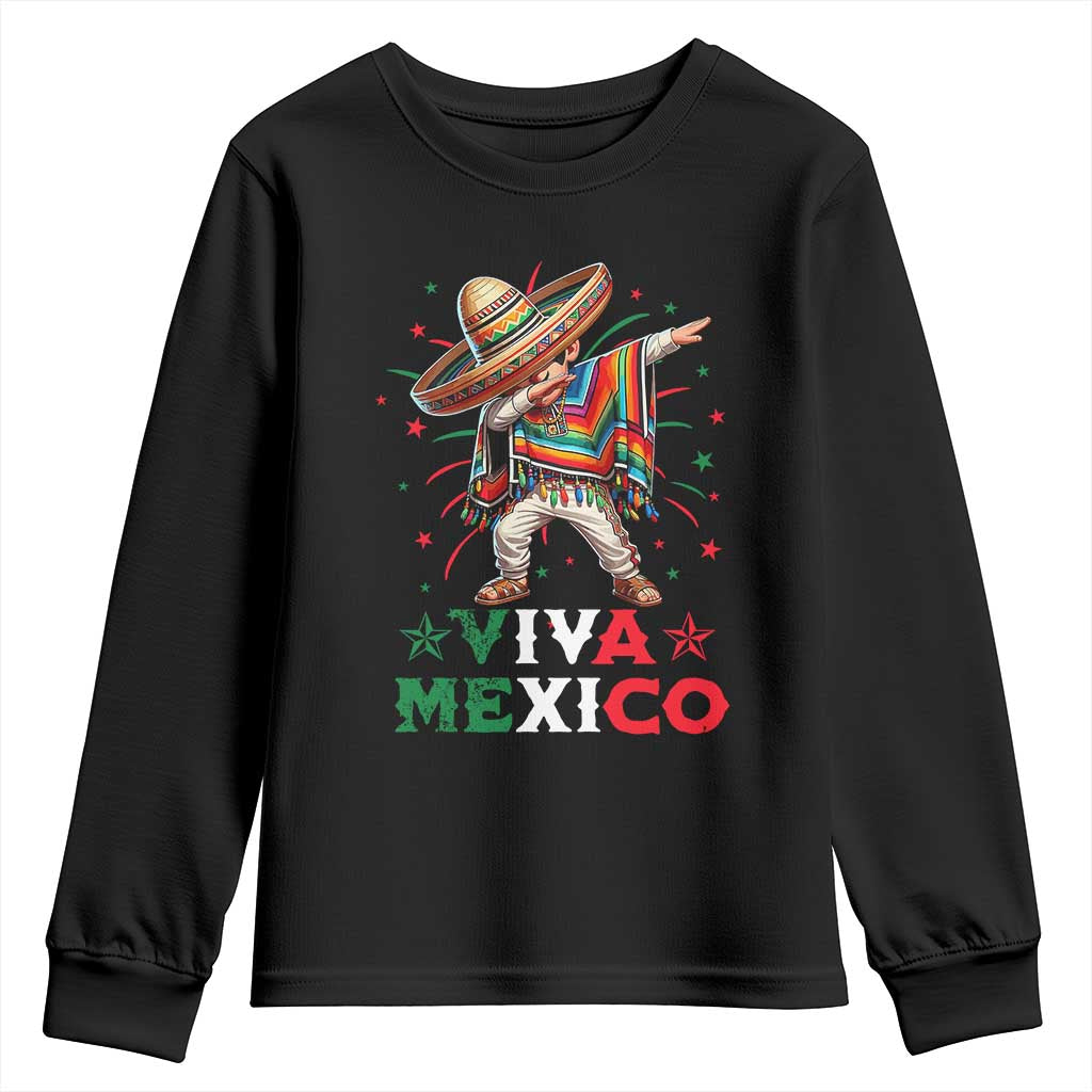 Mexican Boy Dabbing Youth Sweatshirt Poncho Cinco de Mayo Flag Viva Mexico TS10 Black Print Your Wear