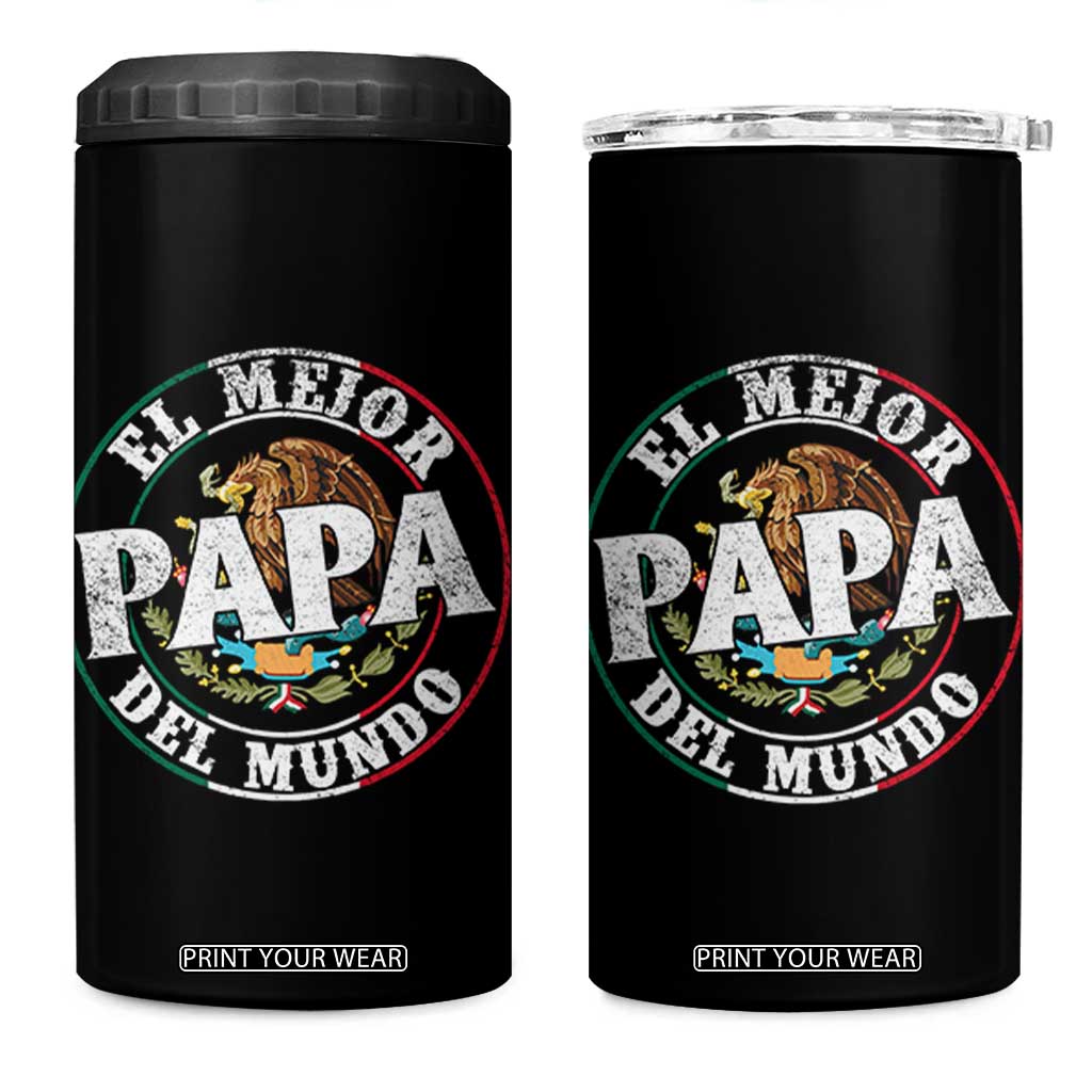 Mexican Dad 4 in 1 Can Cooler Tumbler El Mejor Papá del Mundo Mexico Flag Eagle TS02 One Size: 16 oz Black Print Your Wear