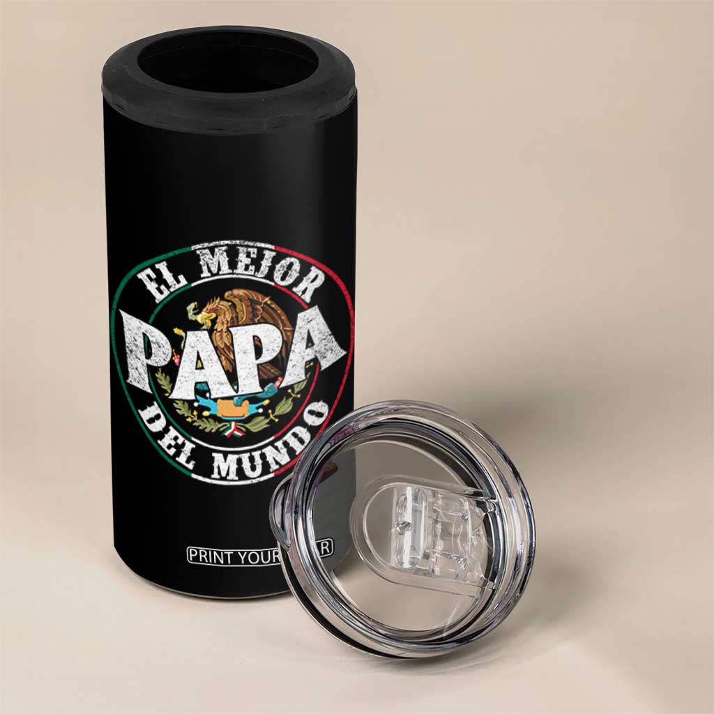 Mexican Dad 4 in 1 Can Cooler Tumbler El Mejor Papá del Mundo Mexico Flag Eagle TS02 Print Your Wear