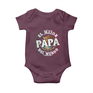 Mexican Dad Baby Onesie El Mejor Papá del Mundo Mexico Flag Eagle TS02 Maroon Print Your Wear
