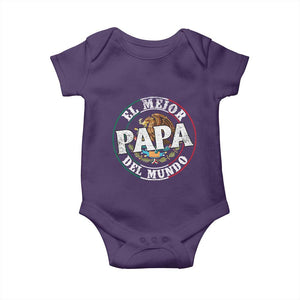 Mexican Dad Baby Onesie El Mejor Papá del Mundo Mexico Flag Eagle TS02 Purple Print Your Wear