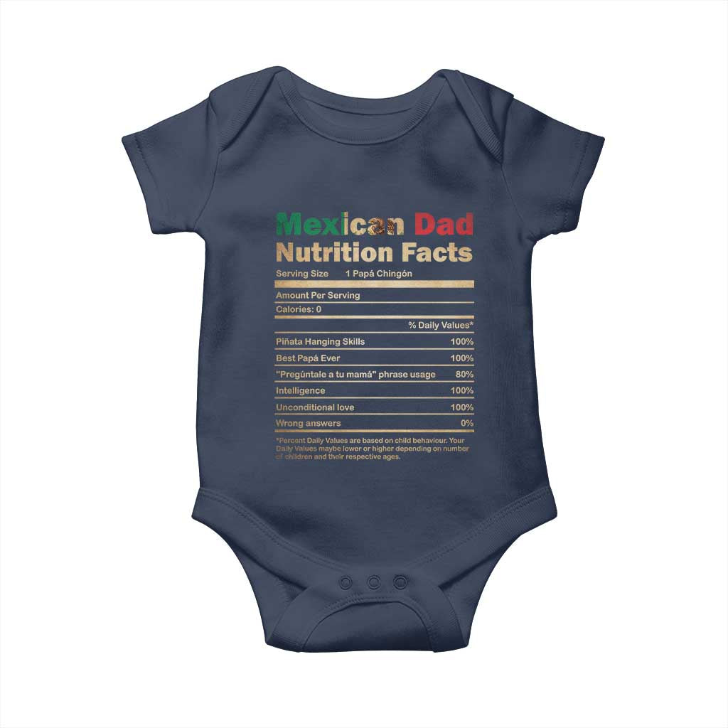 Mexican Dad Baby Onesie Regalo Para Papa Nutrition Facts TS10 Navy Print Your Wear