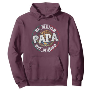 Mexican Dad Hoodie El Mejor Papá del Mundo Mexico Flag Eagle TS02 Maroon Print Your Wear