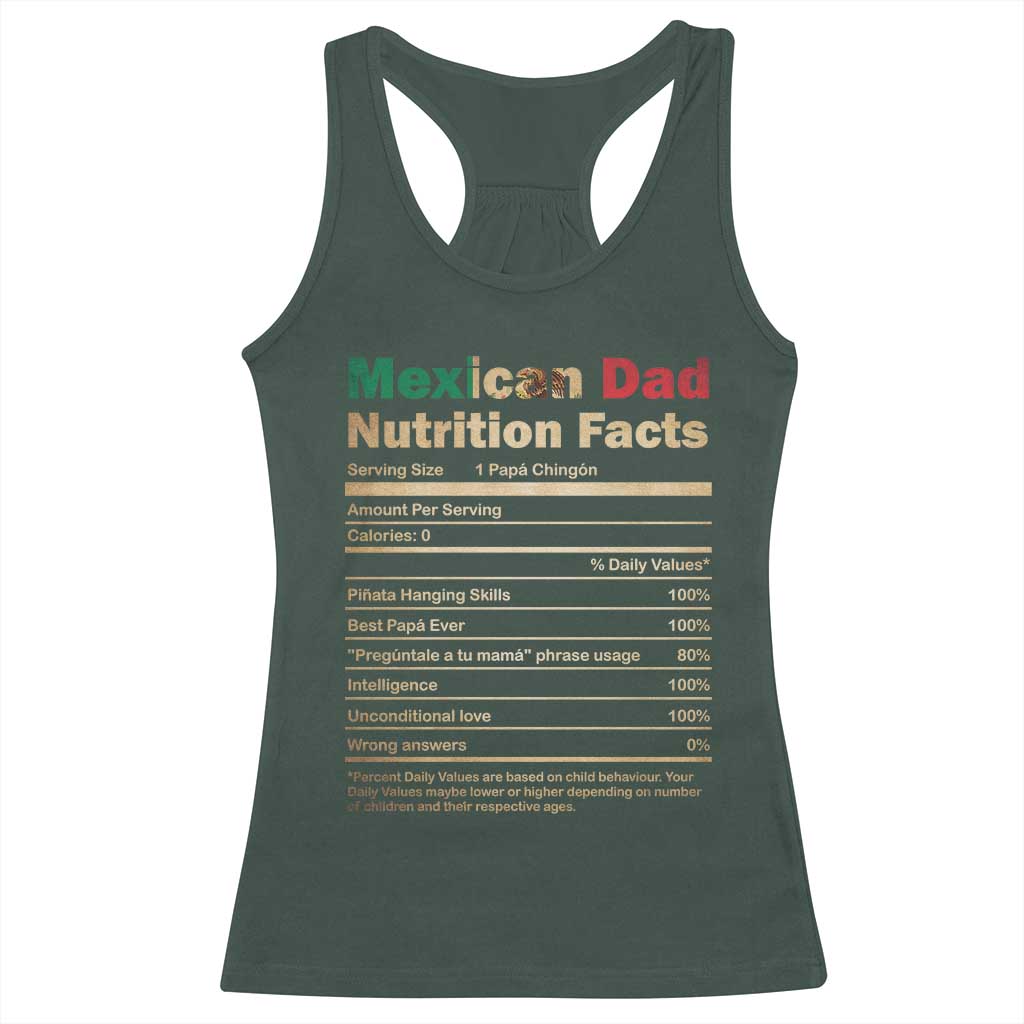Mexican Dad Racerback Tank Top Regalo Para Papa Nutrition Facts TS10 Dark Forest Green Print Your Wear