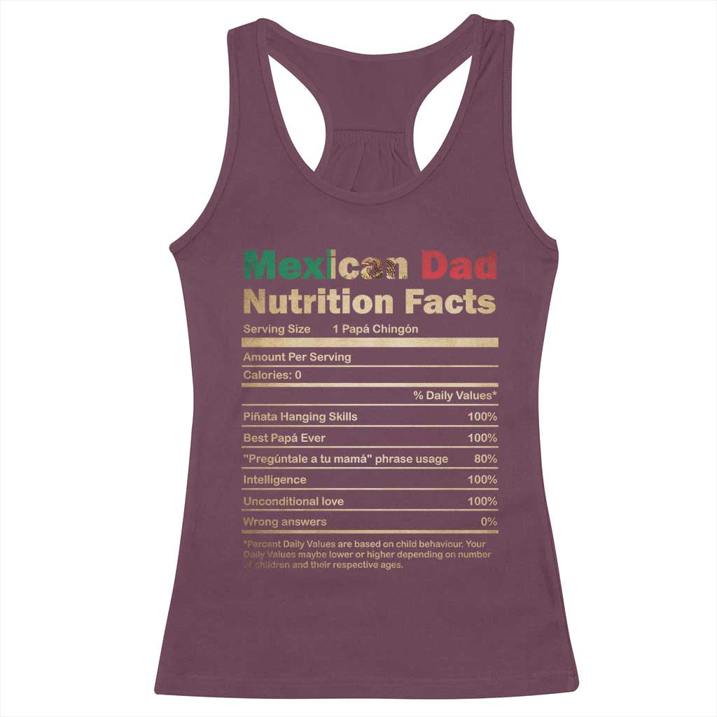 Mexican Dad Racerback Tank Top Regalo Para Papa Nutrition Facts TS10 Maroon Print Your Wear