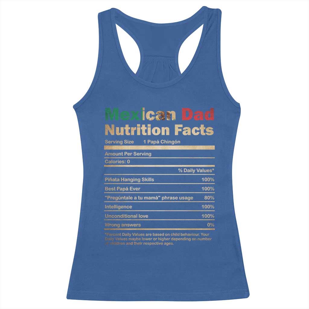 Mexican Dad Racerback Tank Top Regalo Para Papa Nutrition Facts TS10 Royal Blue Print Your Wear