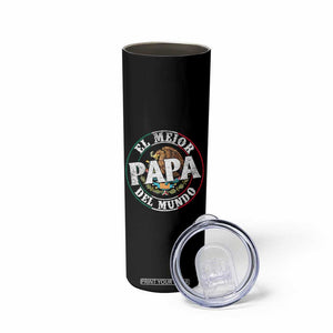Mexican Dad Skinny Tumbler El Mejor Papá del Mundo Mexico Flag Eagle TS02 Print Your Wear