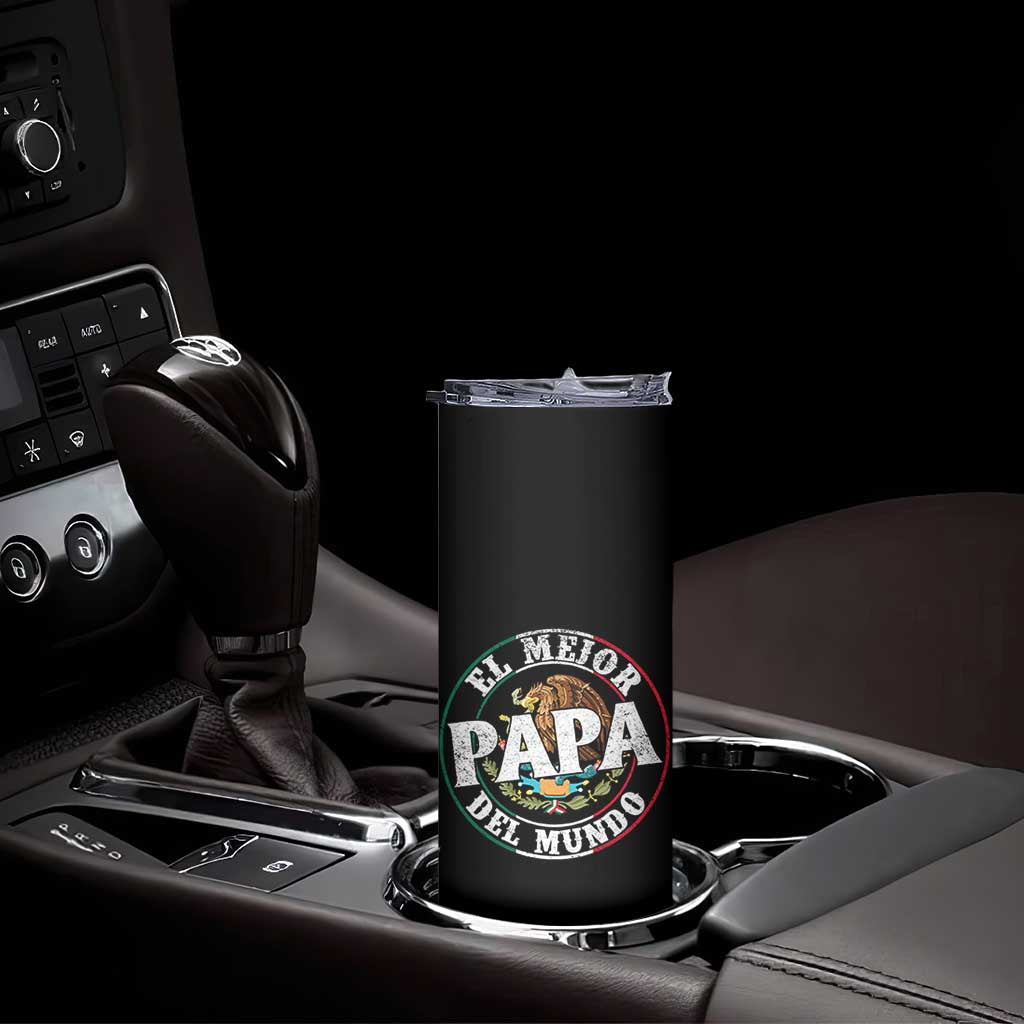 Mexican Dad Skinny Tumbler El Mejor Papá del Mundo Mexico Flag Eagle TS02 Print Your Wear