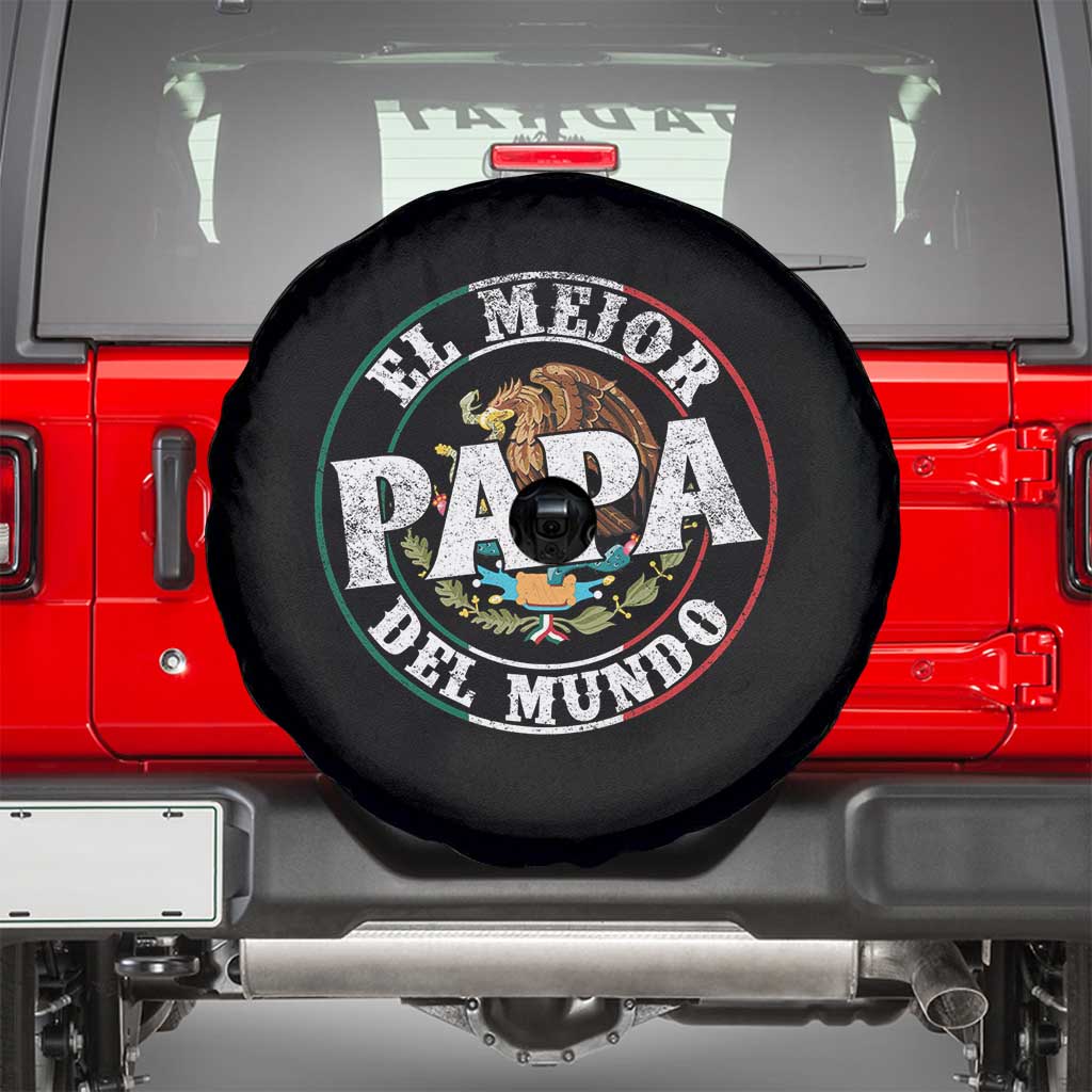 Mexican Dad Spare Tire Cover El Mejor Papá del Mundo Mexico Flag Eagle TS02 Black Print Your Wear