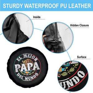 Mexican Dad Spare Tire Cover El Mejor Papá del Mundo Mexico Flag Eagle TS02 Print Your Wear