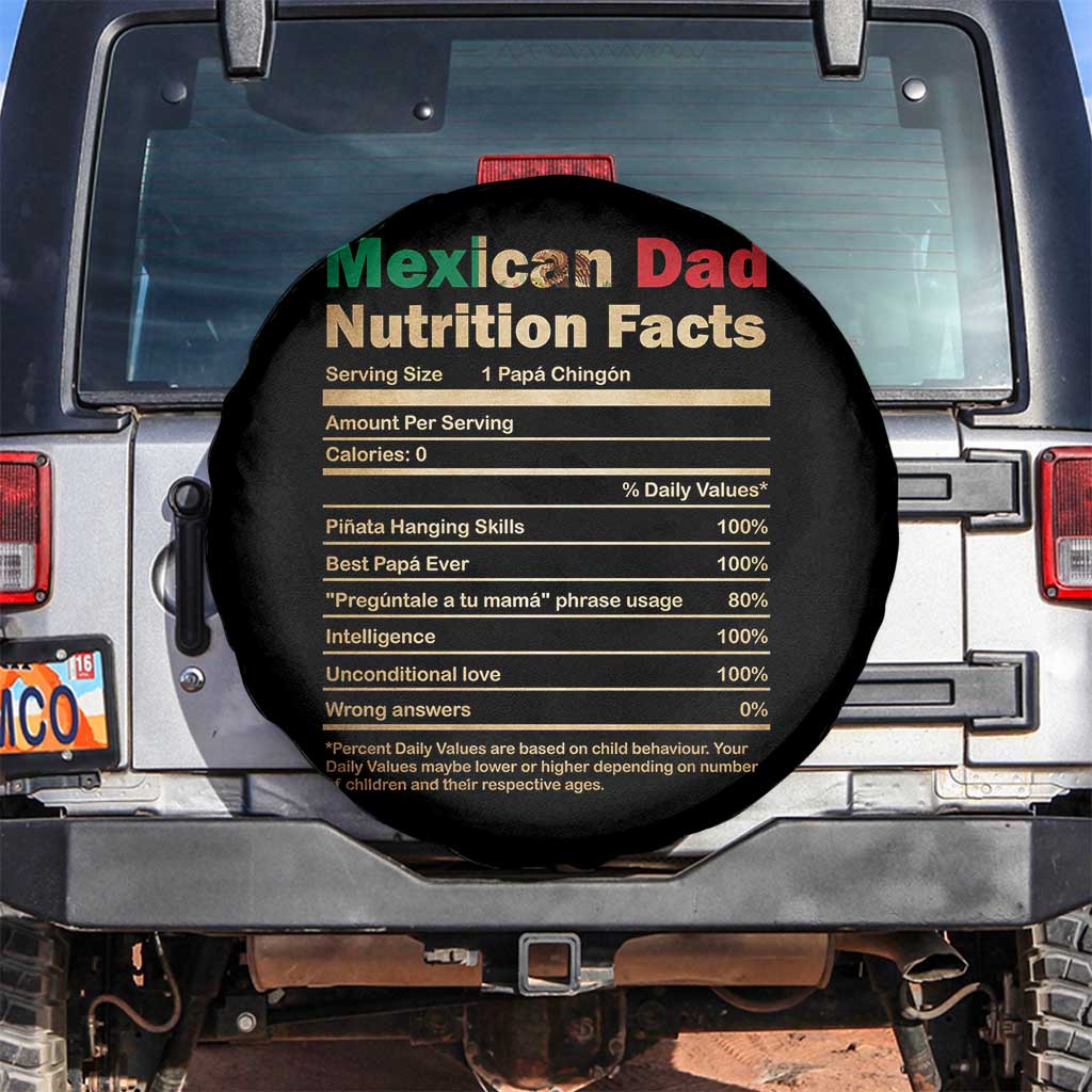 Mexican Dad Spare Tire Cover Regalo Para Papa Nutrition Facts TS10 No hole Black Print Your Wear