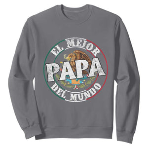 Mexican Dad Sweatshirt El Mejor Papá del Mundo Mexico Flag Eagle TS02 Charcoal Print Your Wear
