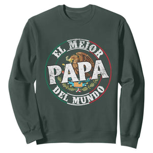 Mexican Dad Sweatshirt El Mejor Papá del Mundo Mexico Flag Eagle TS02 Dark Forest Green Print Your Wear