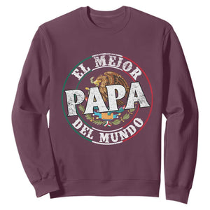 Mexican Dad Sweatshirt El Mejor Papá del Mundo Mexico Flag Eagle TS02 Maroon Print Your Wear