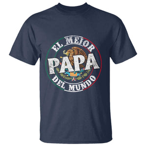 Mexican Dad T Shirt El Mejor Papá del Mundo Mexico Flag Eagle TS02 Navy Print Your Wear