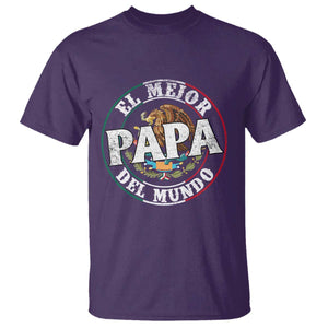 Mexican Dad T Shirt El Mejor Papá del Mundo Mexico Flag Eagle TS02 Purple Print Your Wear