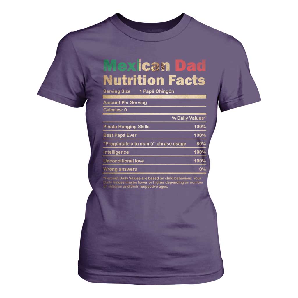 Mexican Dad T Shirt For Women Regalo Para Papa Nutrition Facts TS10 Purple Print Your Wear