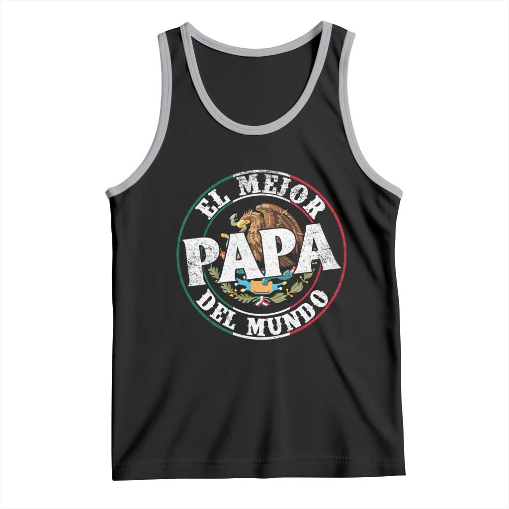 Mexican Dad Tank Top El Mejor Papá del Mundo Mexico Flag Eagle TS02 Black Athletic Heather Print Your Wear