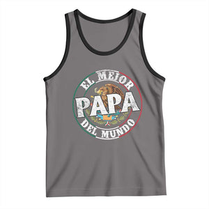 Mexican Dad Tank Top El Mejor Papá del Mundo Mexico Flag Eagle TS02 Deep Heather Black Print Your Wear