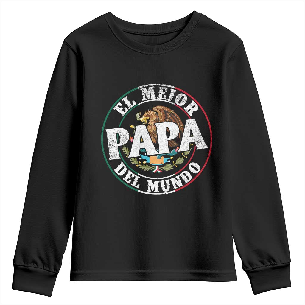 Mexican Dad Youth Sweatshirt El Mejor Papá del Mundo Mexico Flag Eagle TS02 Black Print Your Wear