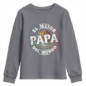 Mexican Dad Youth Sweatshirt El Mejor Papá del Mundo Mexico Flag Eagle TS02 Charcoal Print Your Wear