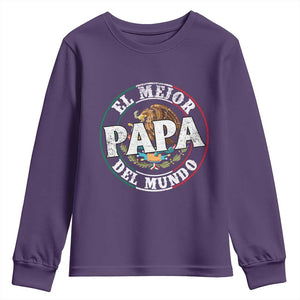 Mexican Dad Youth Sweatshirt El Mejor Papá del Mundo Mexico Flag Eagle TS02 Purple Print Your Wear