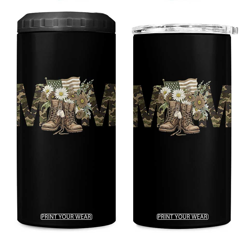Military Army Mom Floral Combat Shoes 4 in 1 Can Cooler Tumbler TS11 One Size: 16 oz Black Print Your Wear