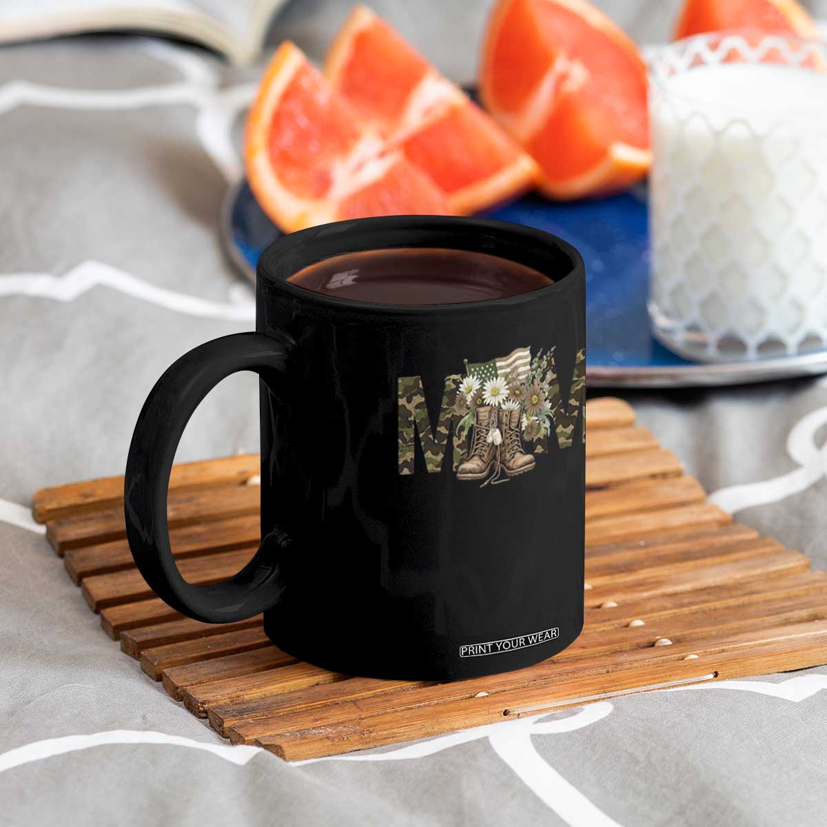 Military Army Mom Floral Combat Shoes Coffee Mug TS11 Print Your Wear