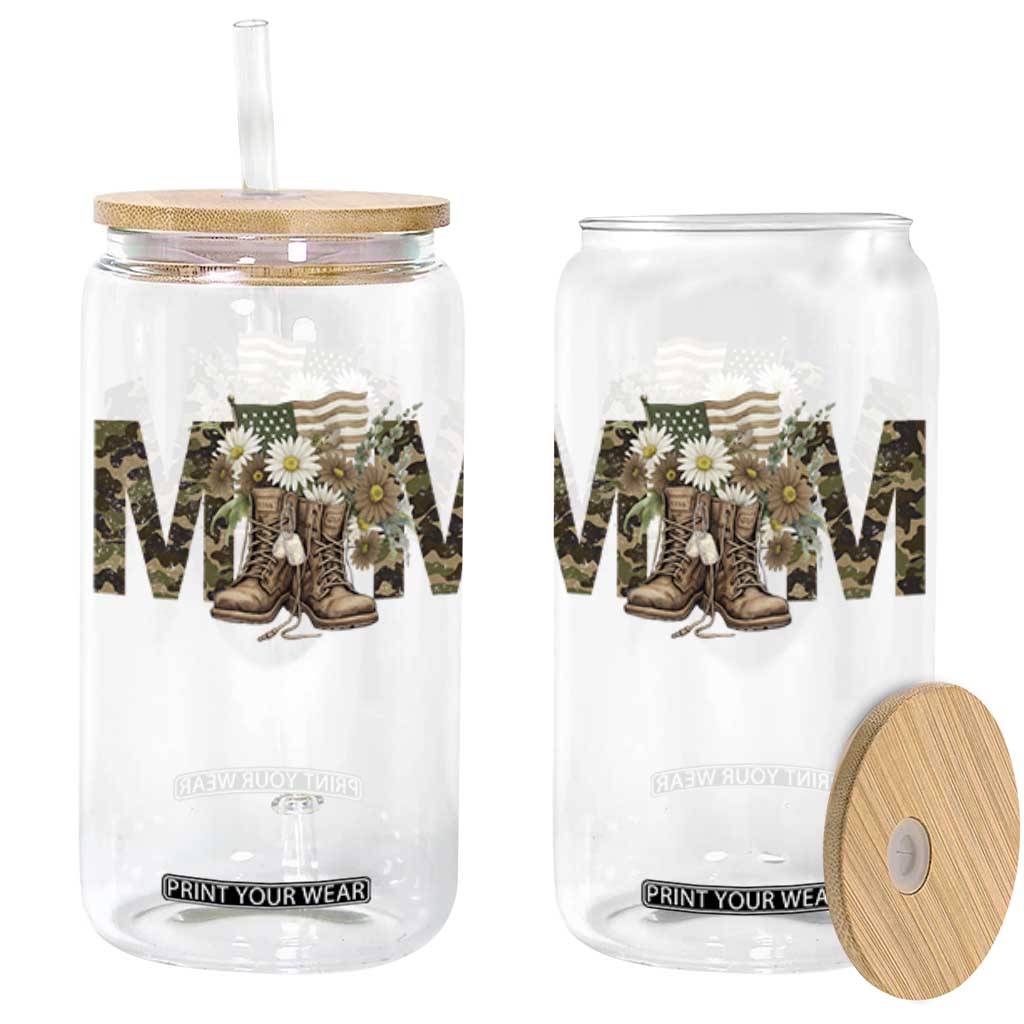 Military Army Mom Floral Combat Shoes Glass Can TS11 Black Print Your Wear