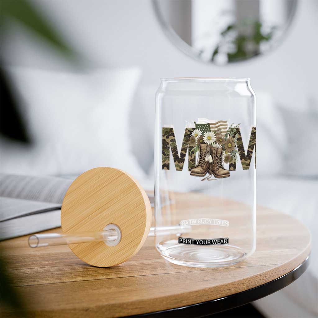 Military Army Mom Floral Combat Shoes Glass Can TS11 Print Your Wear