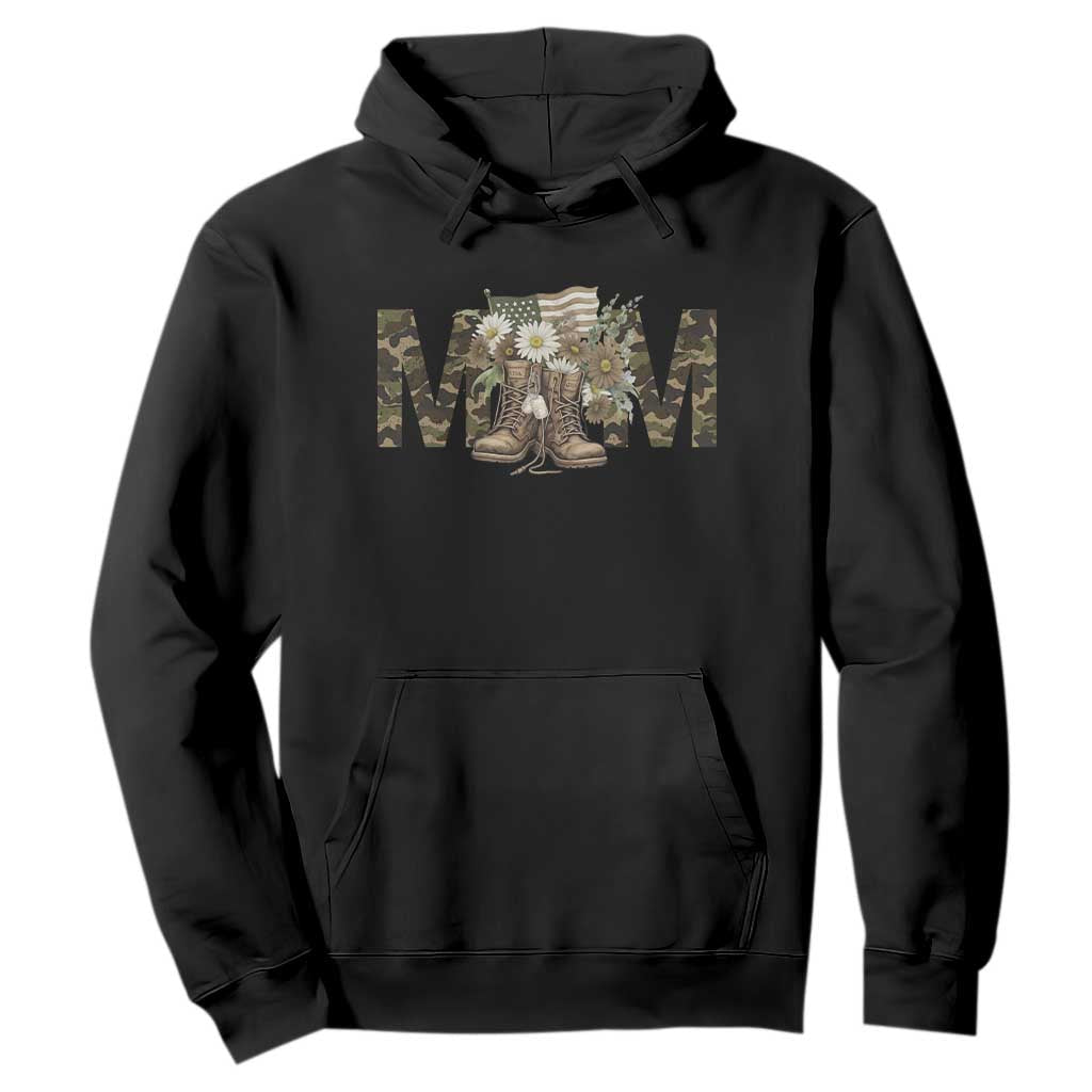 Military Army Mom Floral Combat Shoes Hoodie TS11 Black Print Your Wear