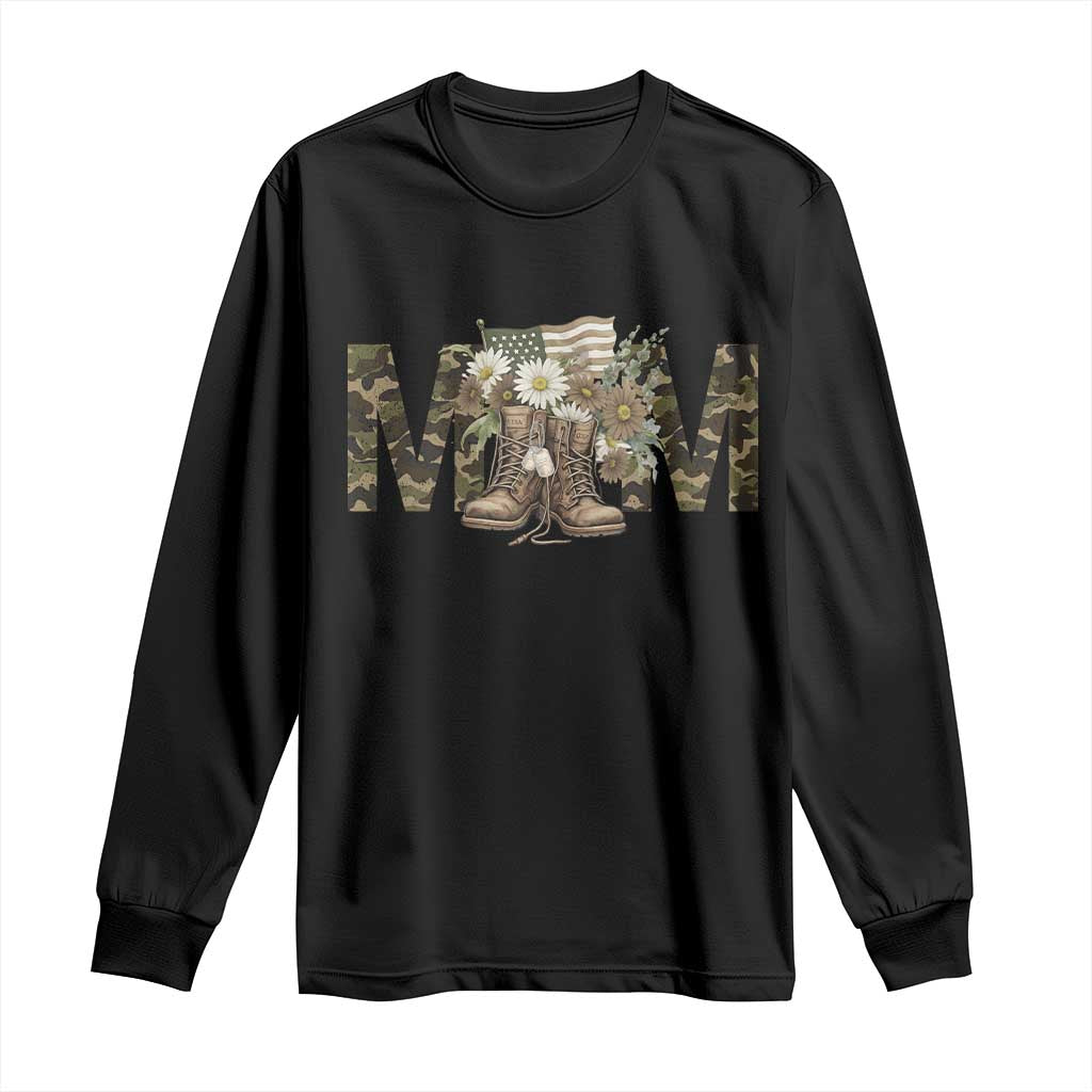 Military Army Mom Floral Combat Shoes Long Sleeve Shirt TS11 Black Print Your Wear
