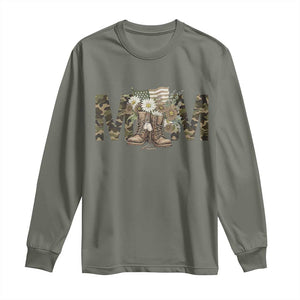 Military Army Mom Floral Combat Shoes Long Sleeve Shirt TS11 Military Green Print Your Wear
