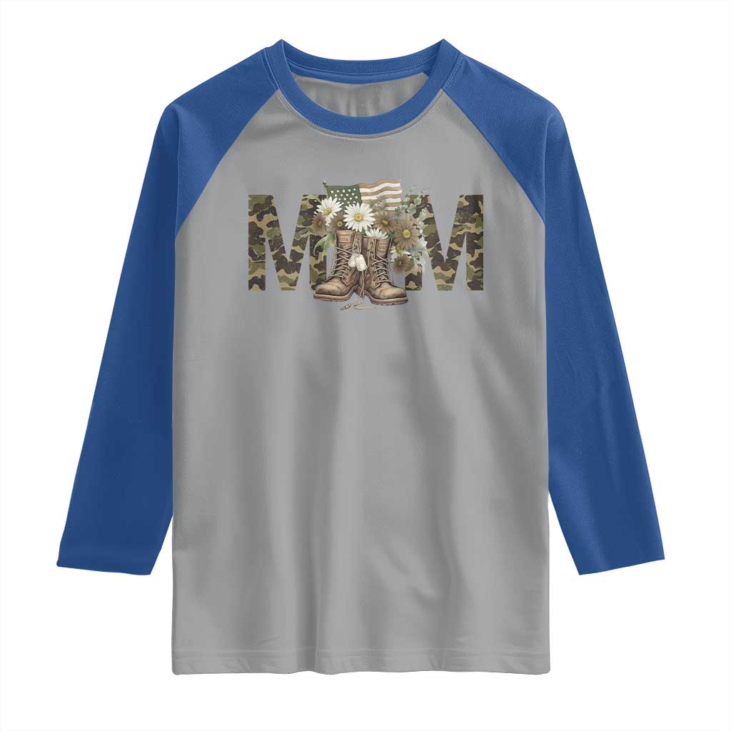 Military Army Mom Floral Combat Shoes Raglan Shirt TS11 Sport Gray Royal Print Your Wear
