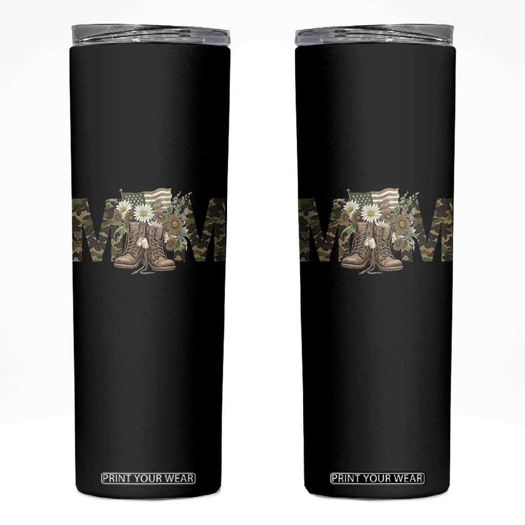 Military Army Mom Floral Combat Shoes Skinny Tumbler TS11 Black Print Your Wear
