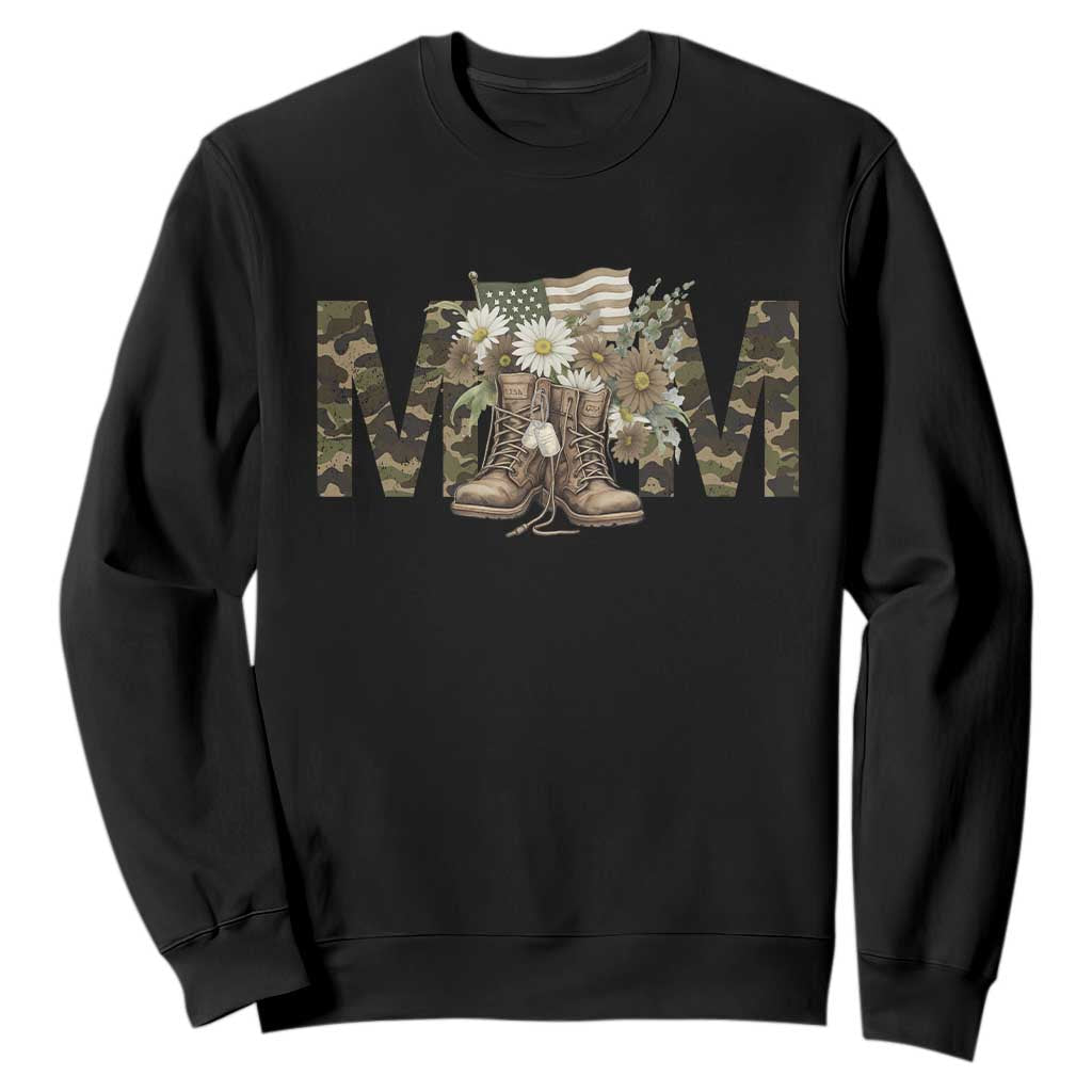 Military Army Mom Floral Combat Shoes Sweatshirt TS11 Black Print Your Wear