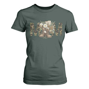 Military Army Mom Floral Combat Shoes T Shirt For Women TS11 Dark Forest Green Print Your Wear