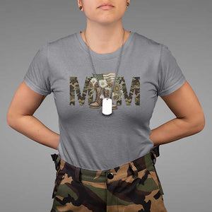 Military Army Mom Floral Combat Shoes T Shirt TS11 Charcoal Print Your Wear