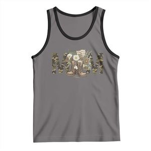 Military Army Mom Floral Combat Shoes Tank Top TS11 Deep Heather Black Print Your Wear