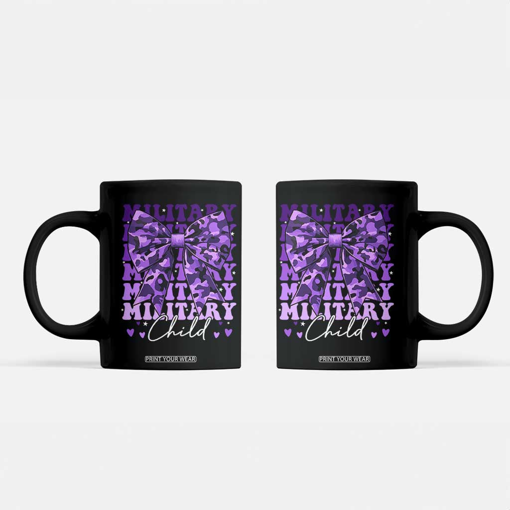 Military Child Coquette Bow Coffee Mug Purple Up Camo Kids Girls TS10 Black Print Your Wear