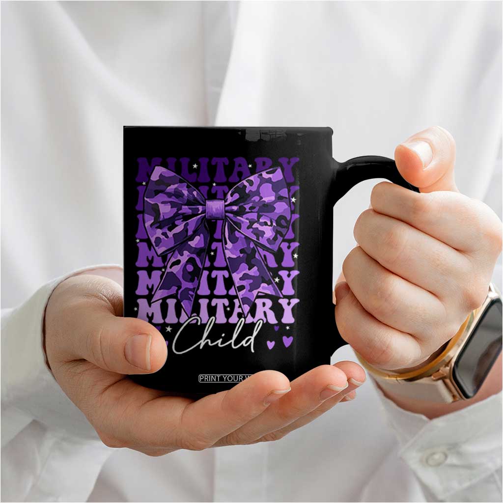 Military Child Coquette Bow Coffee Mug Purple Up Camo Kids Girls TS10 Print Your Wear