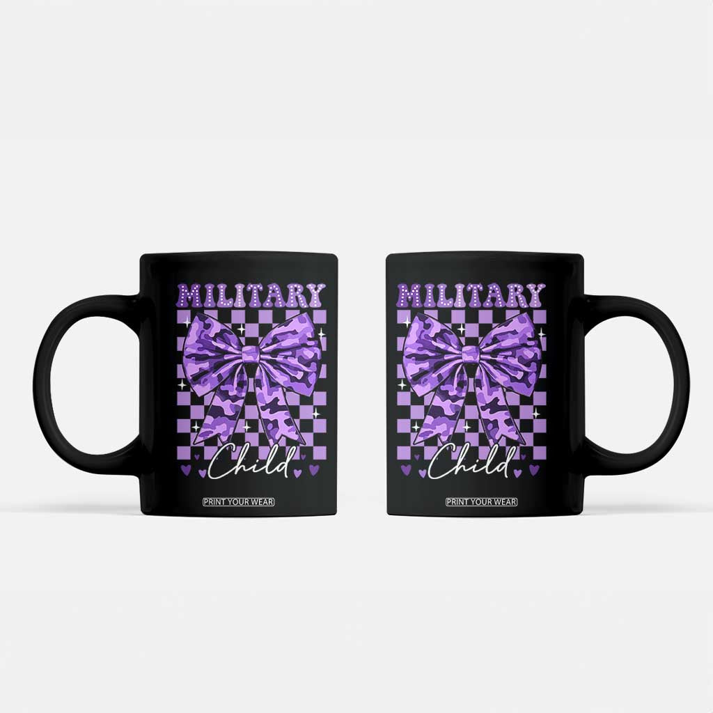 Military Child Coquette Bow Coffee Mug Purple Up Camo TS10 Black Print Your Wear