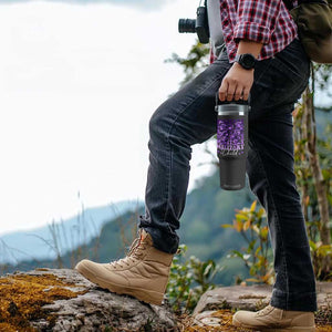 Military Child Coquette Bow Flip Straw Tumbler Purple Up Camo Kids Girls TS10 Print Your Wear