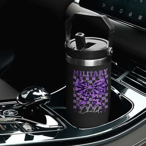 Military Child Coquette Bow Flip Straw Tumbler Purple Up Camo TS10 Print Your Wear
